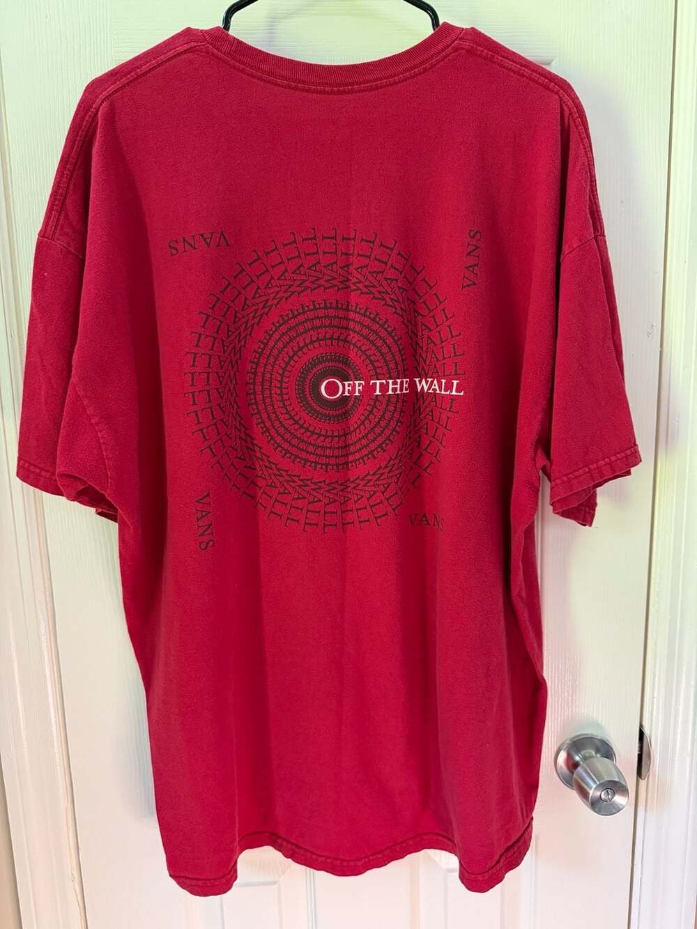 Vans Off The Wall Red Spiral Graphic Logo Short Sleeve T-Shirt